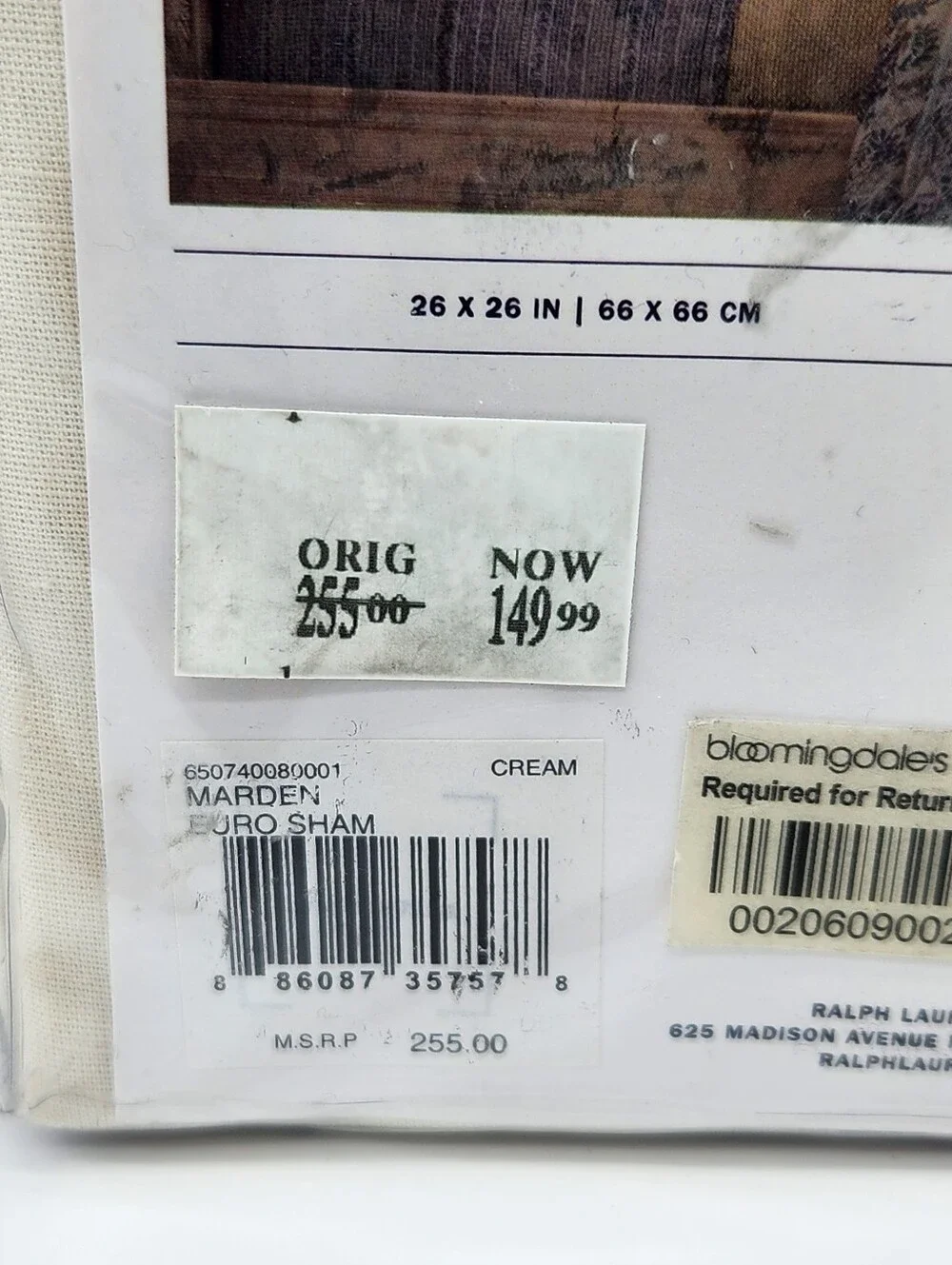 Ralph Lauren Marden Alessandra Euro Shams Set of 2 Cream Linen 26x26 New NWT